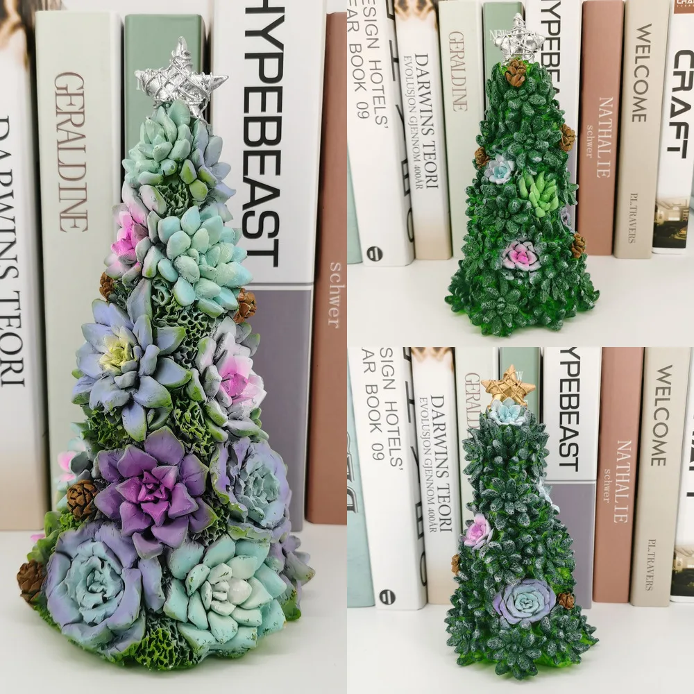 &Aacute;rbol de Navidad suculento, decoraci&oacute;n Artificial de Navidad, 2022 de resina, decoraci&oacute;n del hogar de A&ntilde;o Nuevo, adornos navide&ntilde;os-0