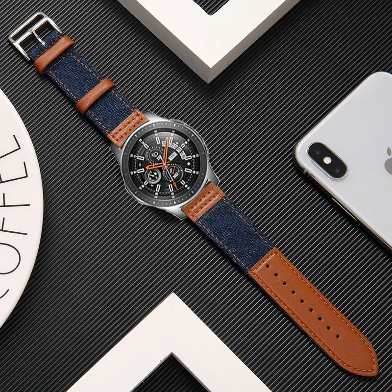 

22mm Leather+nylon Strap for Samsung S3 Frontier Galaxy Watch 46mm Huawei Watch Gt Watch Band Amazfit GTR 47mm Bracelet