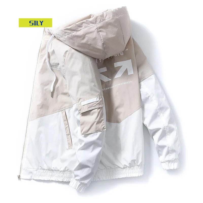 

Fashion Brand Men Printing Jacket Spring Autumn New Men High Street Hooded Outerwear Trendy Casual Jackets Coat Male
