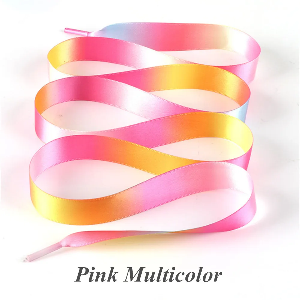Pink Multicolor 1 пара 80 см-160 см шелковые ленты полиэфирные шнурки для ботинок плоские шнурки обуви кроссовки спортивная обувь кружева Прямая 30 цветов - Цвет: Pink Multicolor