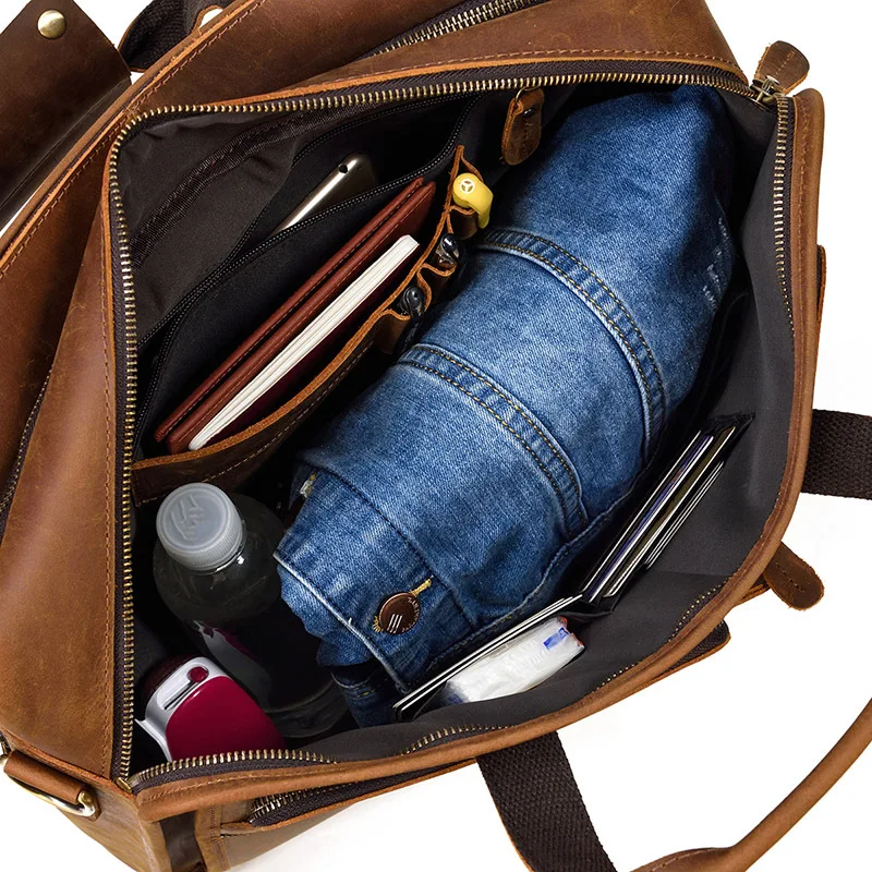 Men's retro handbag leather briefcase leather casual computer bag messenger shoulder bag commuting to work