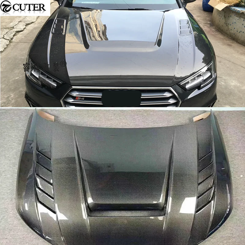 

A4 B9 Frp из углеродного волокна передняя крышка капота двигателя, чехлы с отверстиями для Audi A4 B9, комплект кузова автомобиля 2017-2019