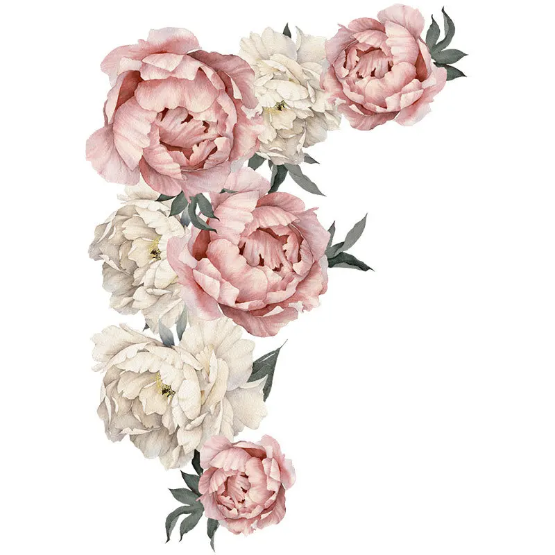 

71x102cm Flowers Home Decor for Bedroom Living Room Large Pink Peony Flower Wall Stickers Romantic DIY Vinyl Wall Decals