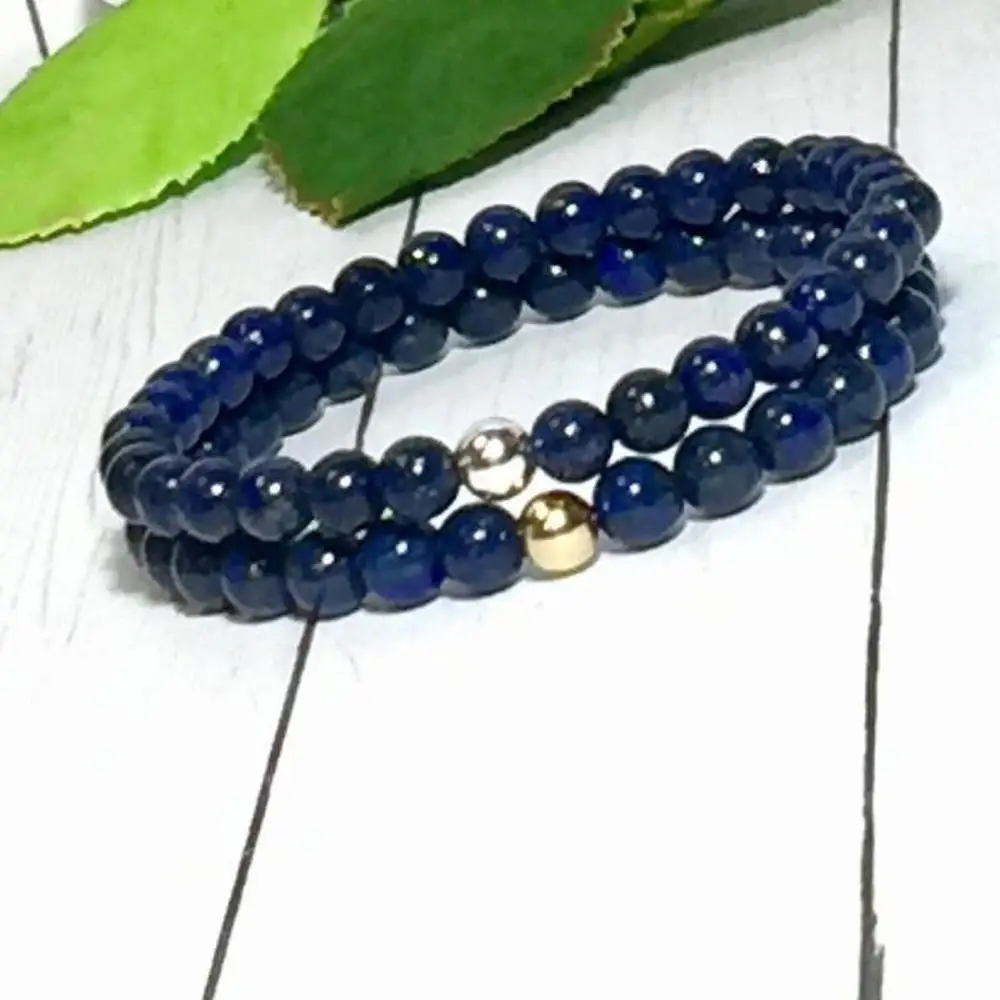 Браслет ляпис лазурит/Ювелирные изделия/Набор браслетов из бисера/женский