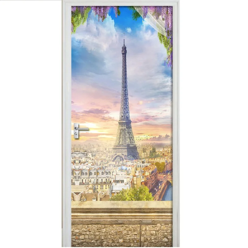 Наклейки на двери французской сцены Парижская башня декоративные Стикеры