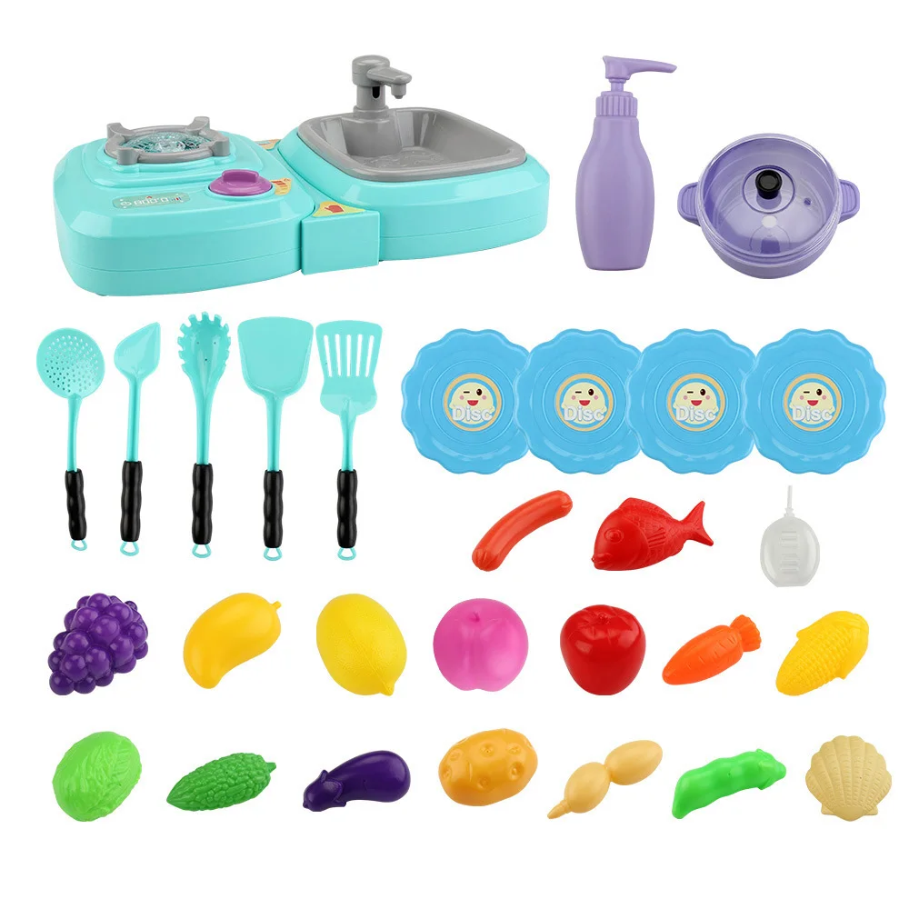 

Kitchen Sink Toy Multi-Purpose Gas Stove Wash Sink Kitchen Cooking Toy Set With Light Pretend Kids Early Educational Toys