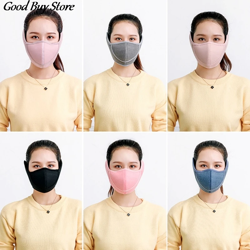 

Outdoor Detachable Earmuffs Autumn Winter Keep Warm Soft Plush Mouth Cover Women Men Ear Warmer Ears Muffs Skiing Skating Cap