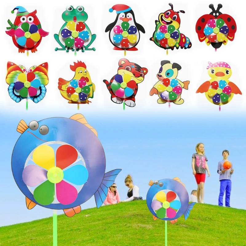 Мультфильм ветряная мельница с животными ветер вертушка Pinwheel домашний сад двора