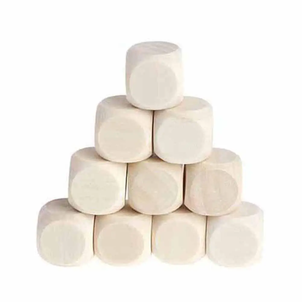 

2PCS Wooden Blank Dice Six-sided Wooden Dice Making Pattern Children's Engraving Toy Game Dice DIY Decorating Craft Projects