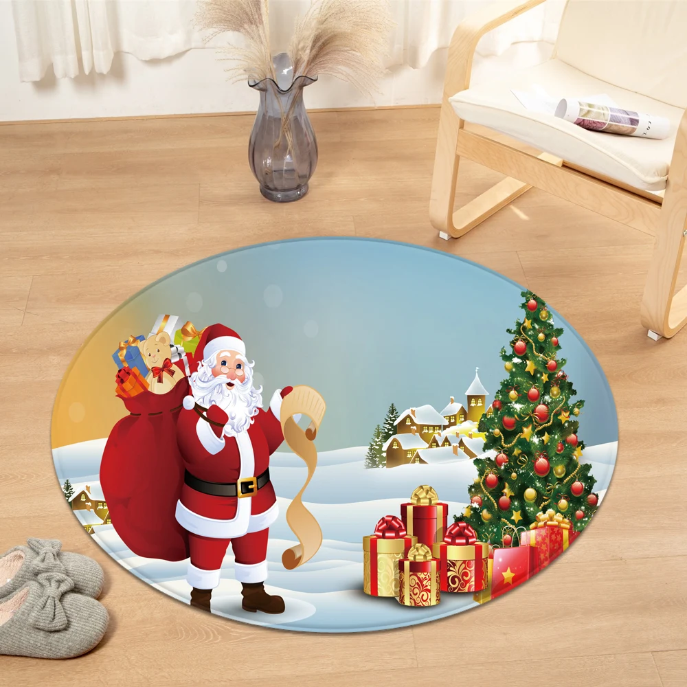 Christmas Pattern Round Carpet Living Room Decoration Rug Computer Chair Cushion 3D Kids Bedroom Floor Bedside Mat | Дом и сад