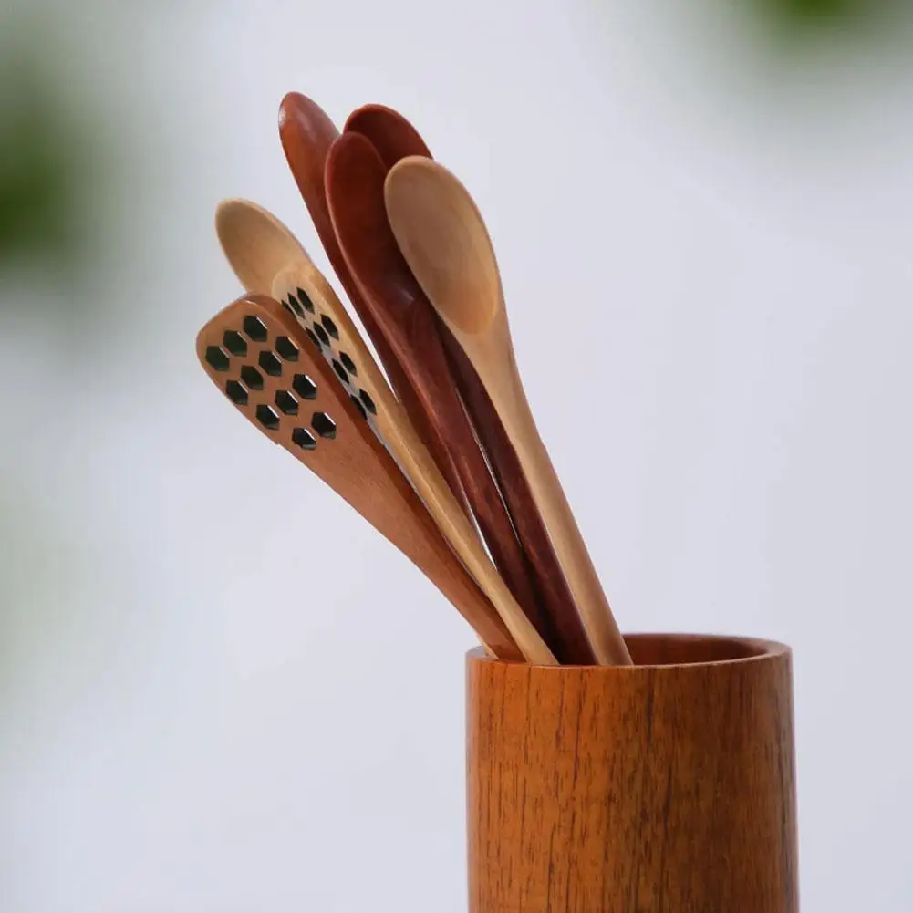 

Wooden Long Handle Spoon Coffee Tea Stirring Spoons Honey Dessert Cutlery Tableware Soup Kitchen Dinnerware Tools