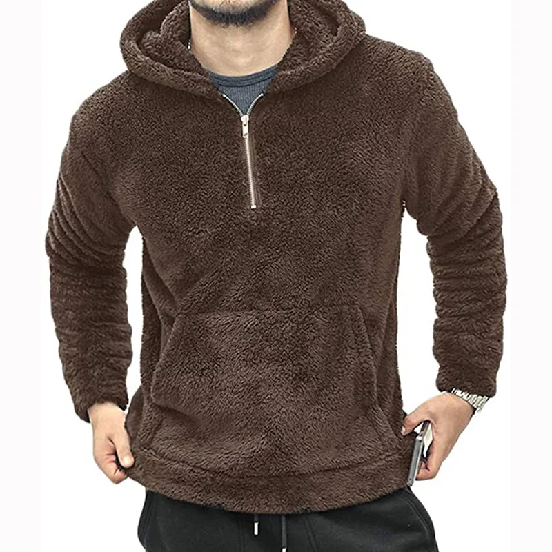 

Men Hoodies Sweatshirts Autumn Winter Warm Pullovers Double-sided Plush Long Sleeve Hooded Jumper Harajuku Hip-pop Tops Moletom