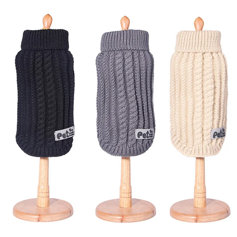 Модный свитер для собак зимний плотный теплый вязаный пуловер пальто маленьких