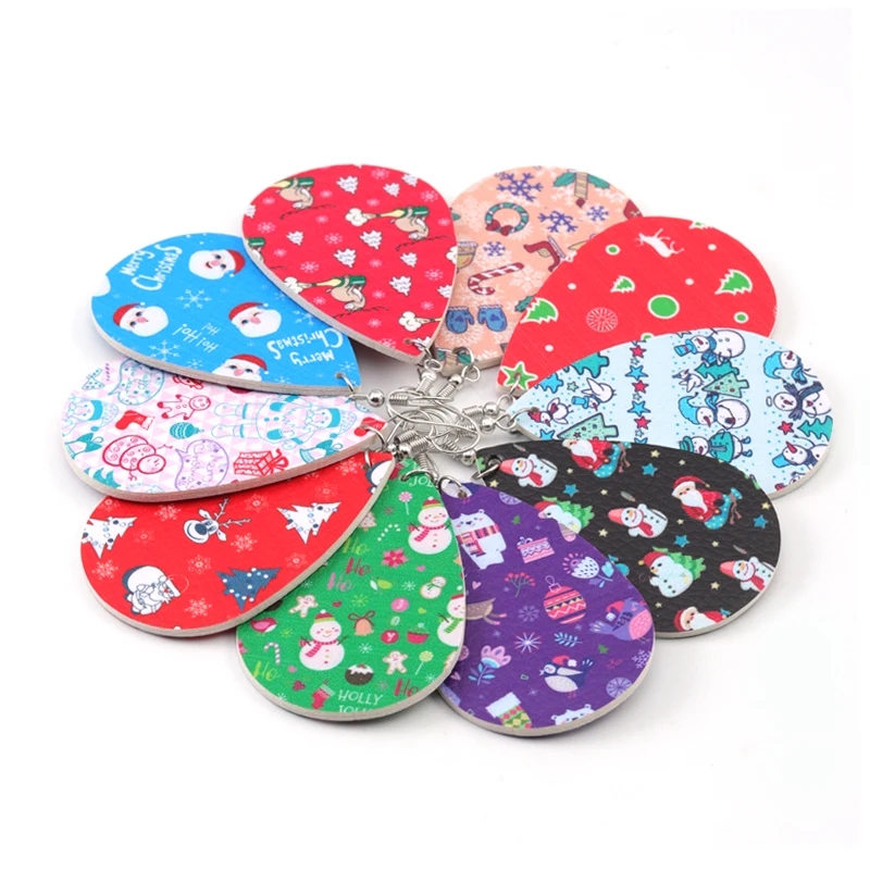 Висячие серьги SAUVOO из искусственной кожи в богемном стиле рождественские