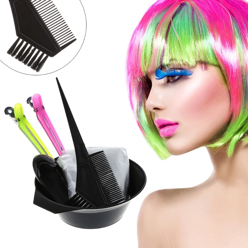 

7pc DIY Dye Coloring Tools Hair Dyeing Kit Color Mixing Bowl Hairdressing Brush
