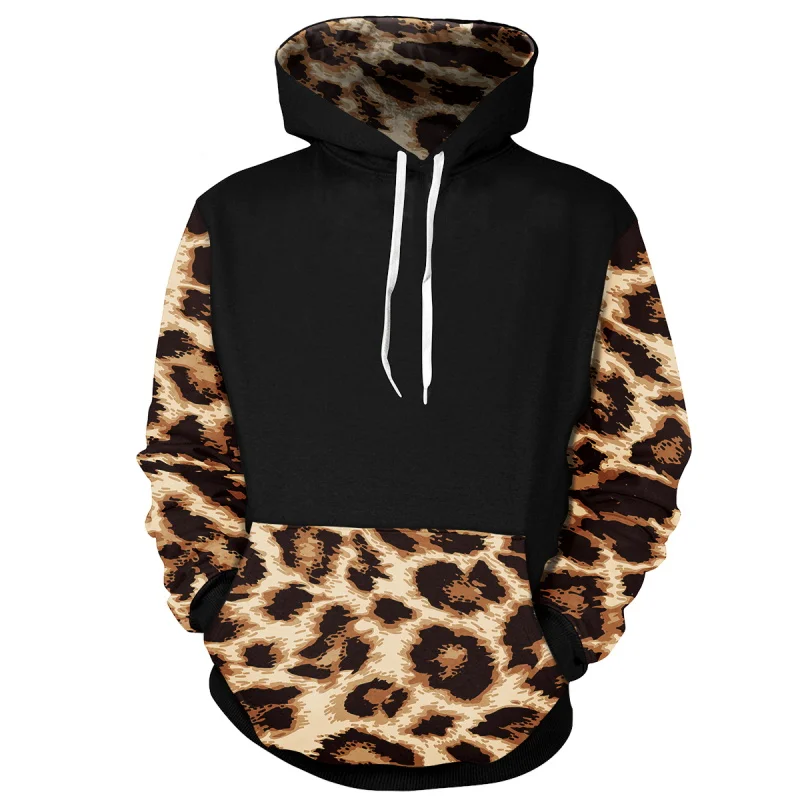 

YFFSHI Men 3D Animal Hoodies Leopard Print Casual Fashion Long Sleeve Men Pullovers Male Soft Breathable Men Hoodies Plus Size