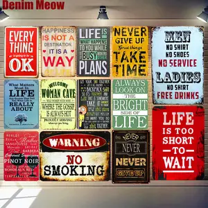 Женская рубашка без рубашки, бесплатная доставка, винтажная металлическая жестяная вывеска, забавная художественная тарелка, мужская пещера, кафе, Настенный декор, Жизнь слишком короткая, чтобы ждать налета