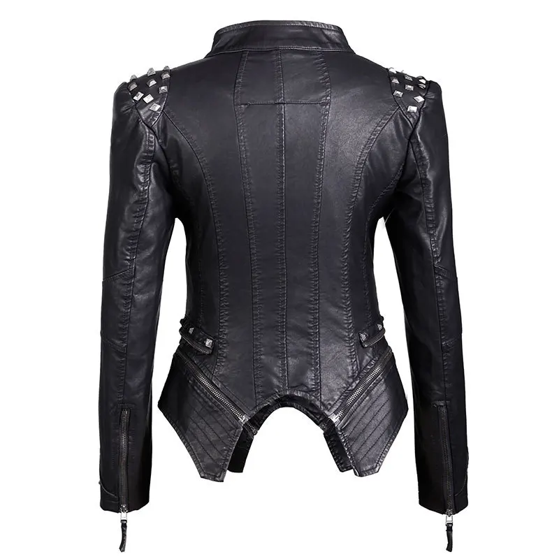 Женская мотоциклетная куртка из ПУ кожи с длинным рукавом|Кожаные куртки| |