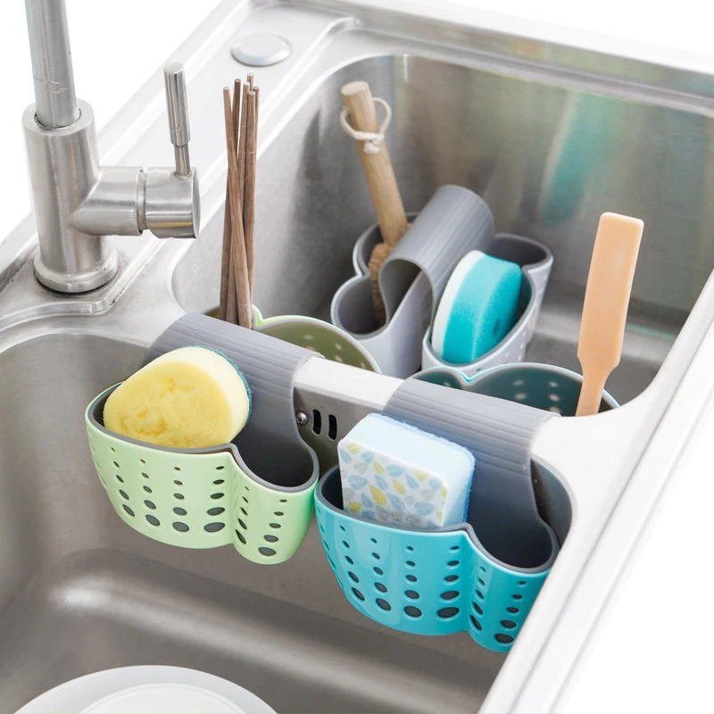 

XUNZHE Sink Sponge Storage Drain Rack Hanging Bag Kitchen For Sponge In Sink Holder Basket Organizer Saddle-style Drain Basket