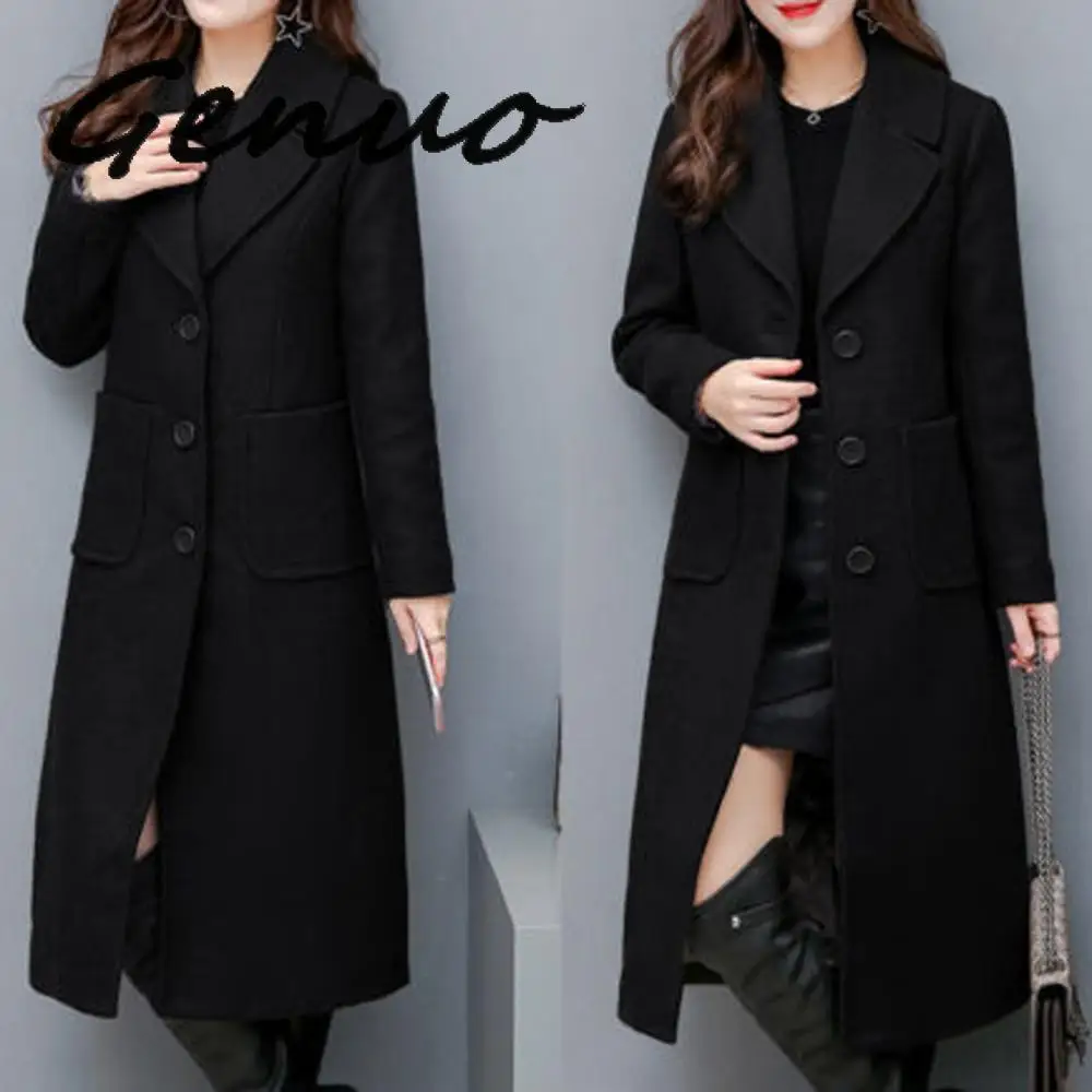 Винтажное Женское шерстяное пальто 2020 зимнее плотное длинное выше колена с