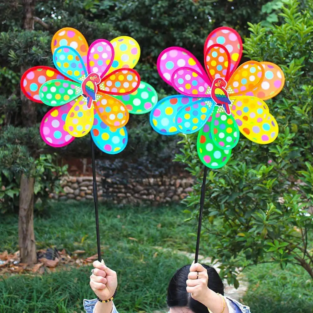 

Double Layer Peacock Laser Sequins Windmill Colourful Wind Spinner Home Garden Decor Yard Kids Toy