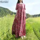 Женский сарафан с винтажным принтом, с длинным рукавом, круглым вырезом, мешковатый, Повседневный, 2021