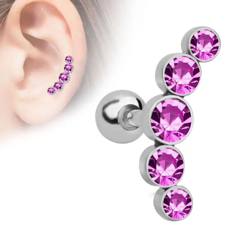 

16G Stainless Steel Zircon Cz Tragus Cartilage Helix Stud Earring Conch Rook Daith Lobe Ear Screw Piercing Jewelry Barbell Ear H