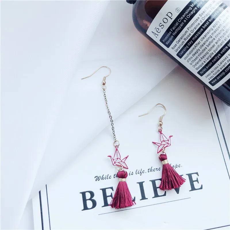 2019 новые темпераментные винно-красные бумажные краны кисточки Асимметричные