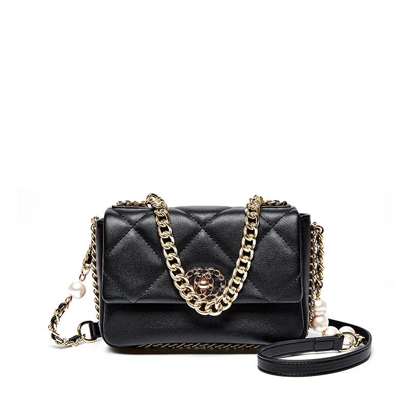 

Модные сумки через плечо из натуральной кожи для женщин, сумка из воловьей кожи на цепочке с откидным карманом, женская маленькая сумка-месс...