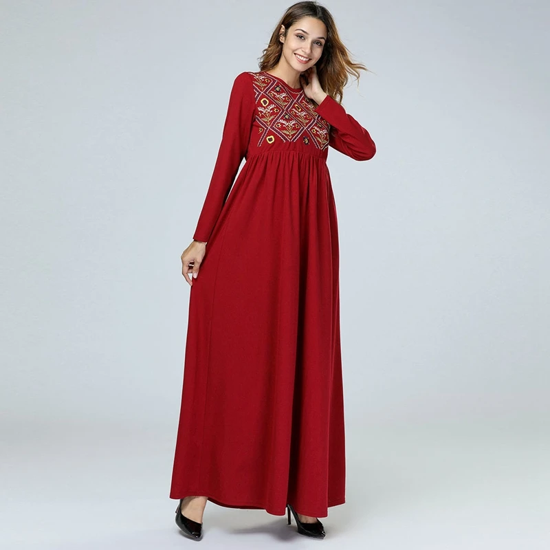 Женское элегантное этническое платье с цветочной вышивкой свободного размера