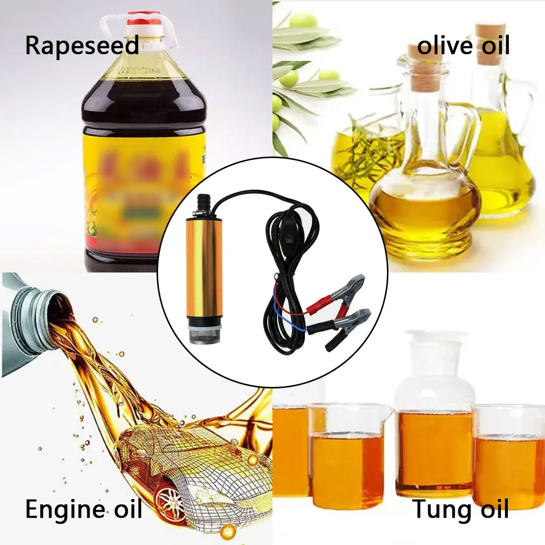 

12/24V DC Diesel Fuel Water Oil Car Camping Fishing Submersible Transfer Pump