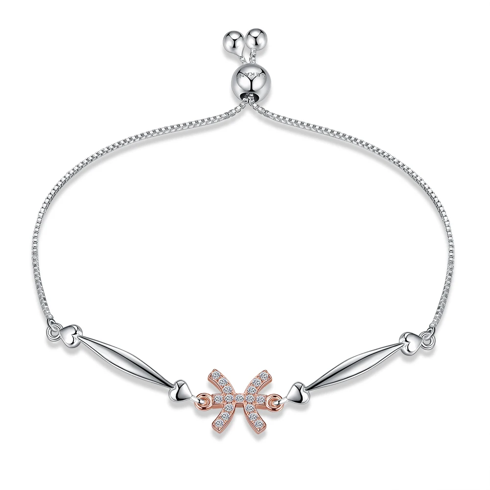 

ZEMIOR 925 Sterling Silver Bracelet For Women Pisces Fashion Adjustable With Zircon Bracelets Anniversary Fine Jewelry New