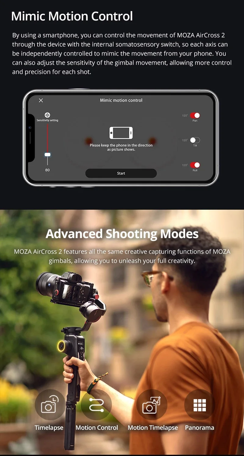 Moza Aircross 2 3,2 кг Полезная нагрузка ручной карданный стабилизатор для Nikon Sony Canon беззеркальная DSLR камера VS Zhiyun DJI стабилизатор