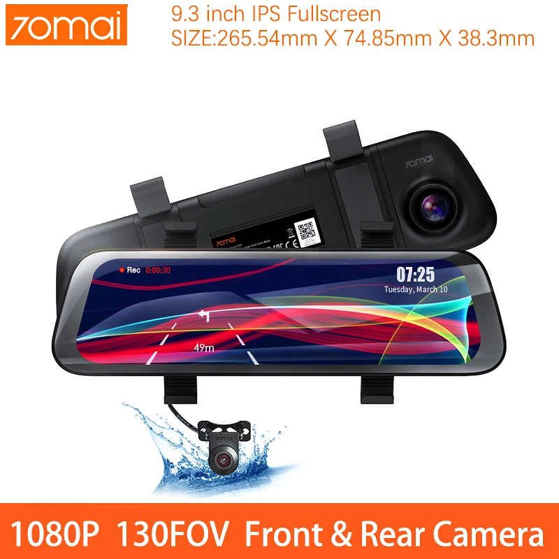 Xiaomi 70mai Car Mirror Dash Cam HD 1080P зеркало видеорегистратор 130FOV видеорегистраторы