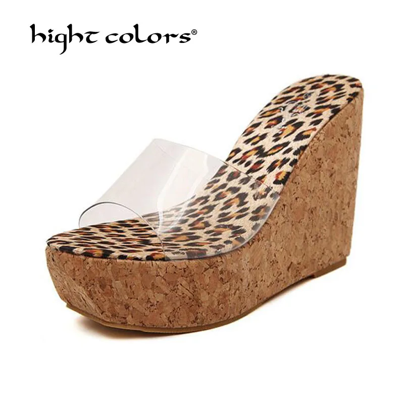 Женская обувь на высоком каблуке шлепанцы танкетке прозрачные Шлепанцы из ПВХ