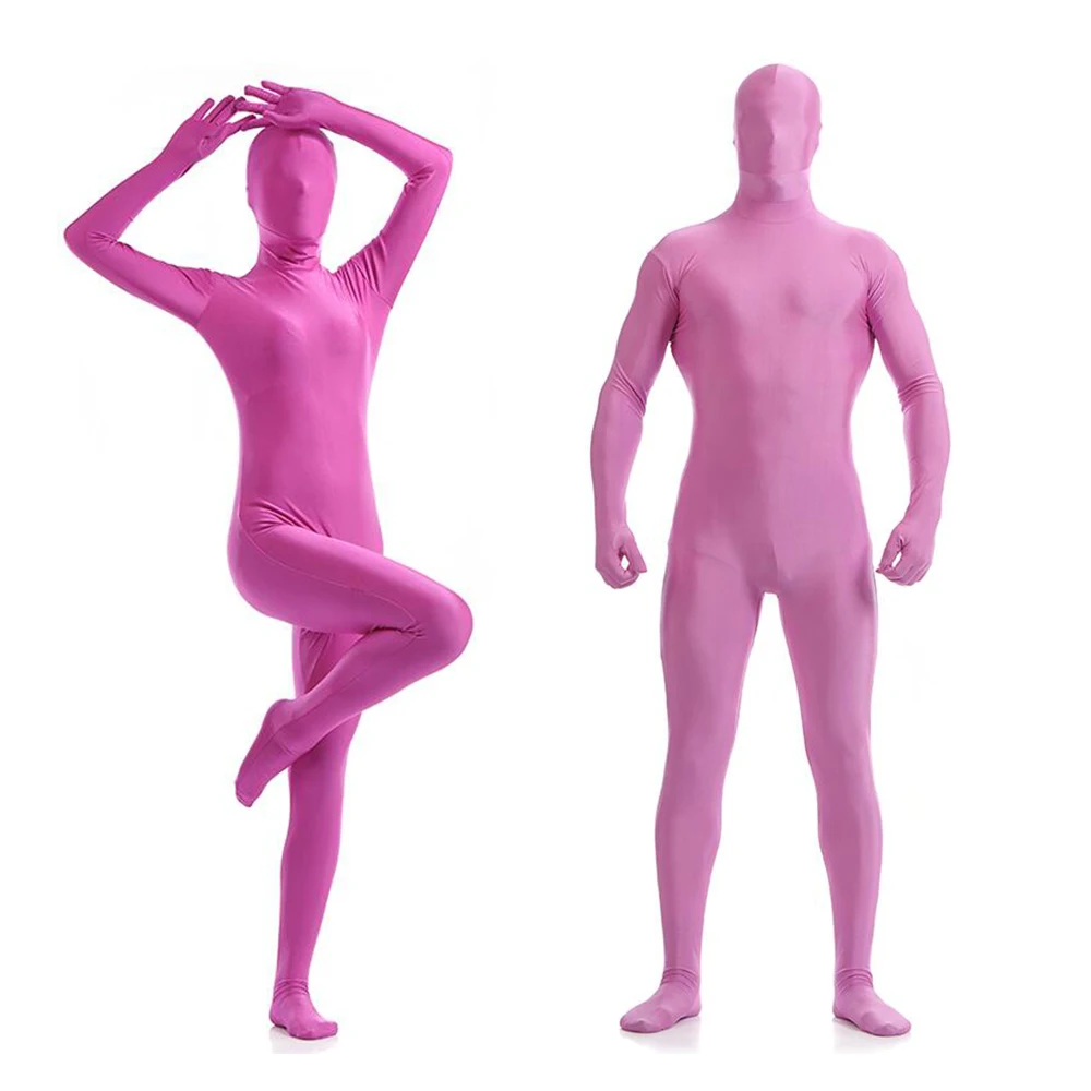 Для взрослых на все тело спандекс лайкра зентай костюм фиолетового розового