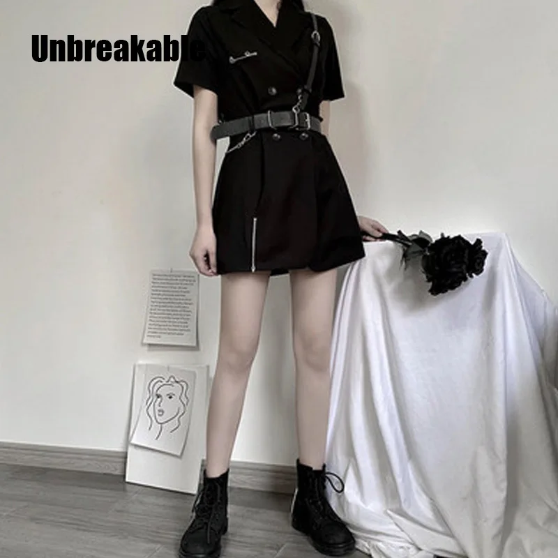 

Unbreakable Black Gothic Dress Korean Harajuku Vintage Mini Suit Summer Dresses For Women 2020 Elegant Office Clothes Cosplay