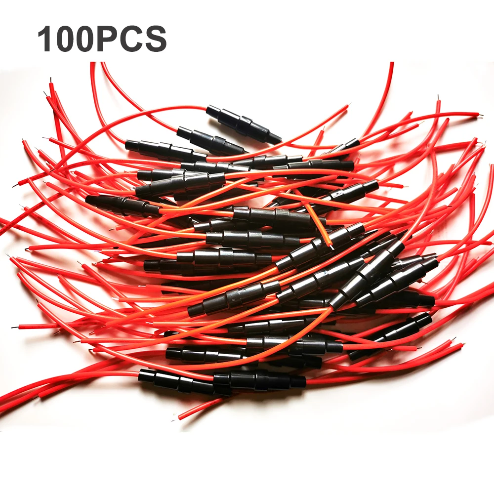 100PCS 5*20MM Glass Tube Fuses Holder Screw Type Quick Blow 5X20MM Fuse with 22 AWG Wire 250V