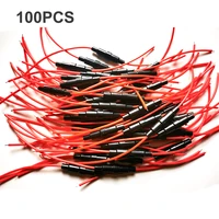 100pcs 520mm glass tube fuses holder screw type quick blow 5x20mm fuse with 22 awg wire 250v