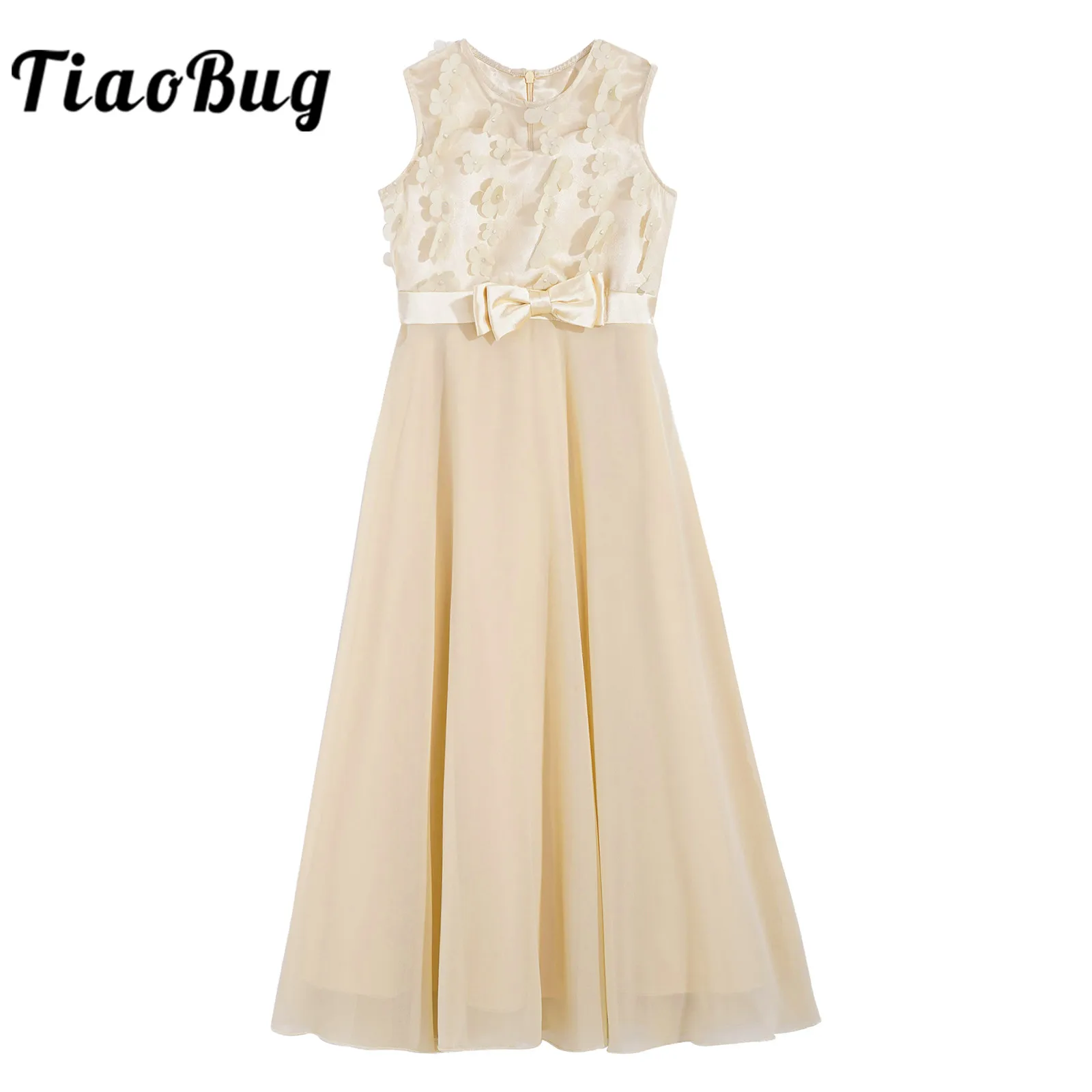 

Girls Party Dress Elegant Kids Princess Gown Sleeveless Chiffon Flower Girl Dresses for Wedding Party Bridesmaid Formal Robe