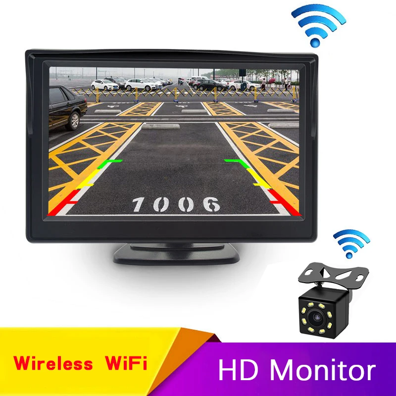 Car Rear View Camera Wifi Wireless Wiring Kit 2.4GHz DC 12V Vehicle Cameras Wireless Transmitter/Receiver 8 LED Night vision