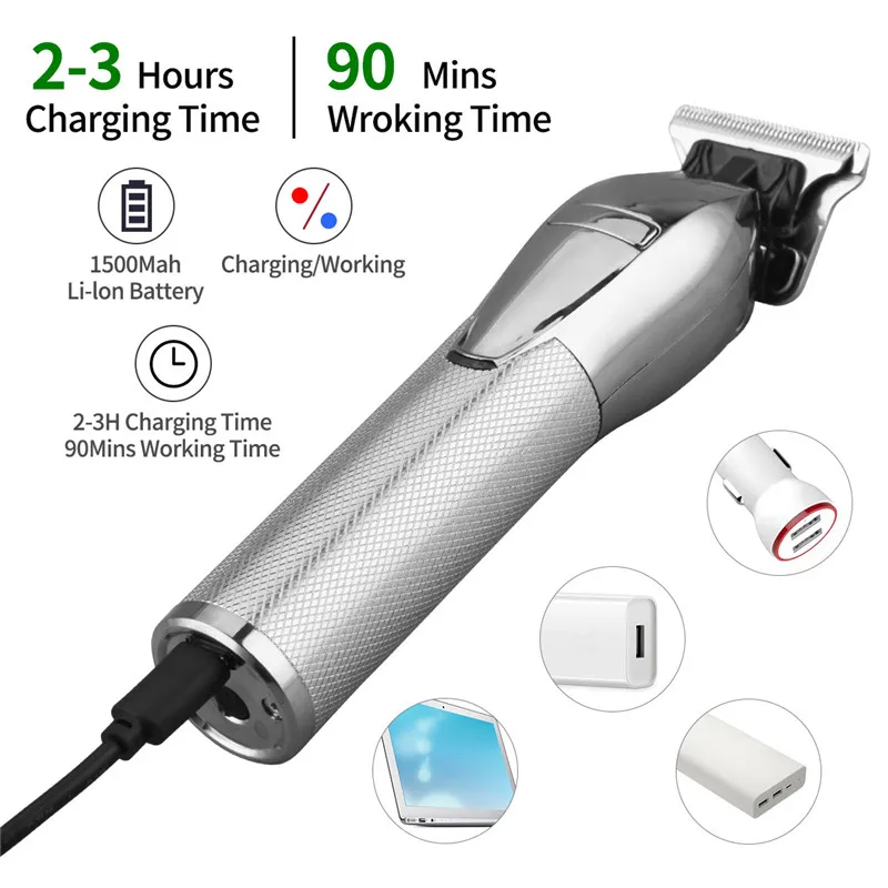 

Professional Barbershop Electric Hair Clipper Low Noise Hair Trimmer Quick Charge T Outliner Hair Carving Cutting Finishing Tool