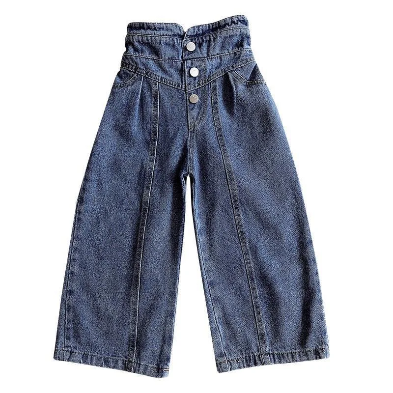 

Girls Wide-legged Jeans Pants Children Loose Straight Soft Denim Pants Kids Toddler High Waist Trousers