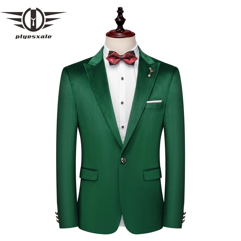 Plyesxale Green Blazer Men 2019 New Slim Fit Mens Velvet Blazers 5XL Man Blazer Casual Suit Jacket Party Wedding Blazer Q675