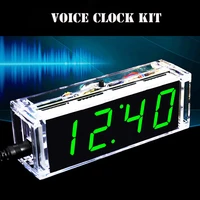 diy clock kit digital tube time temperatiure date display english voice time night light diy electronic kit soldering subject