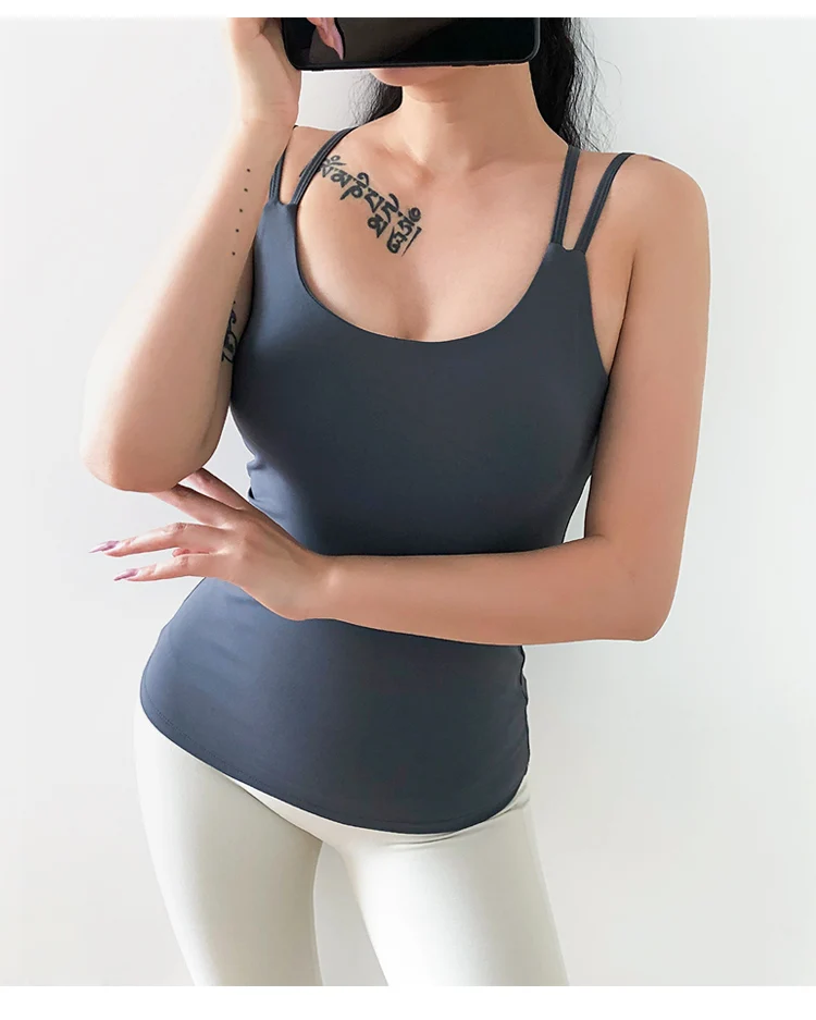 Colorvalue Back Cross Slim Fit спортивный жилет Топ для женщин дышащий мягкий тренировочный тренажерный зал без рукавов рубашки со съемными подушечками