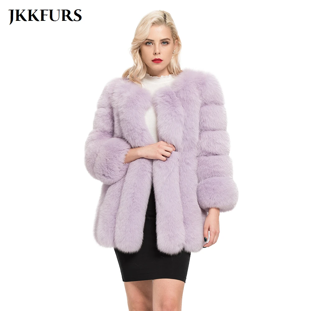 JKKFURS 2021 новые женские зимние толстые теплые длинные пальто из натурального