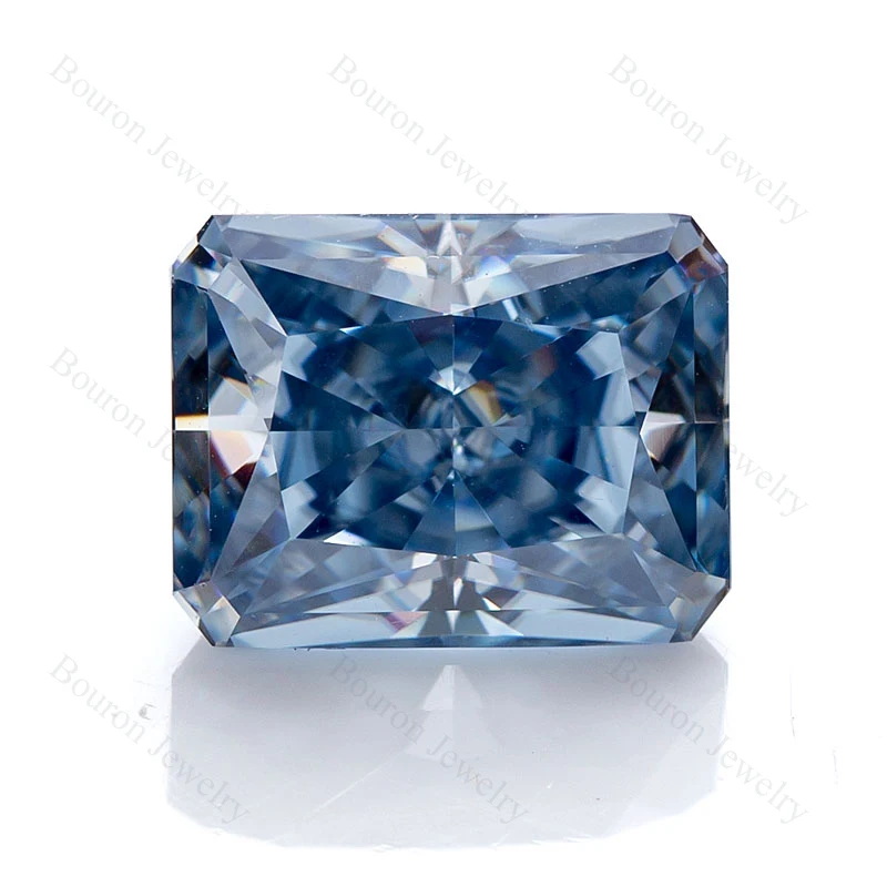 

GRA Certificated Natural Color Vivid Blue Loose Moissanite Crushed Ice Radiant Gemstone Factory Supplier Stone Wholesale