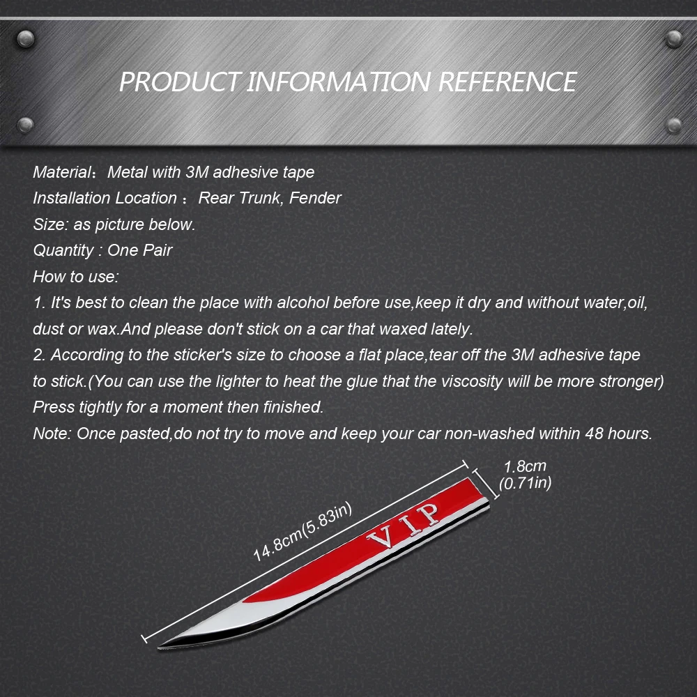 Автомобильный Стайлинг Наклейка Крыло сбоку 3D металлический значок логотип VIP