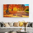 Осенний парк с красными листьями, пейзаж, настенное искусство, дерево, настенные плакаты и принты, картина для гостиной, спальни